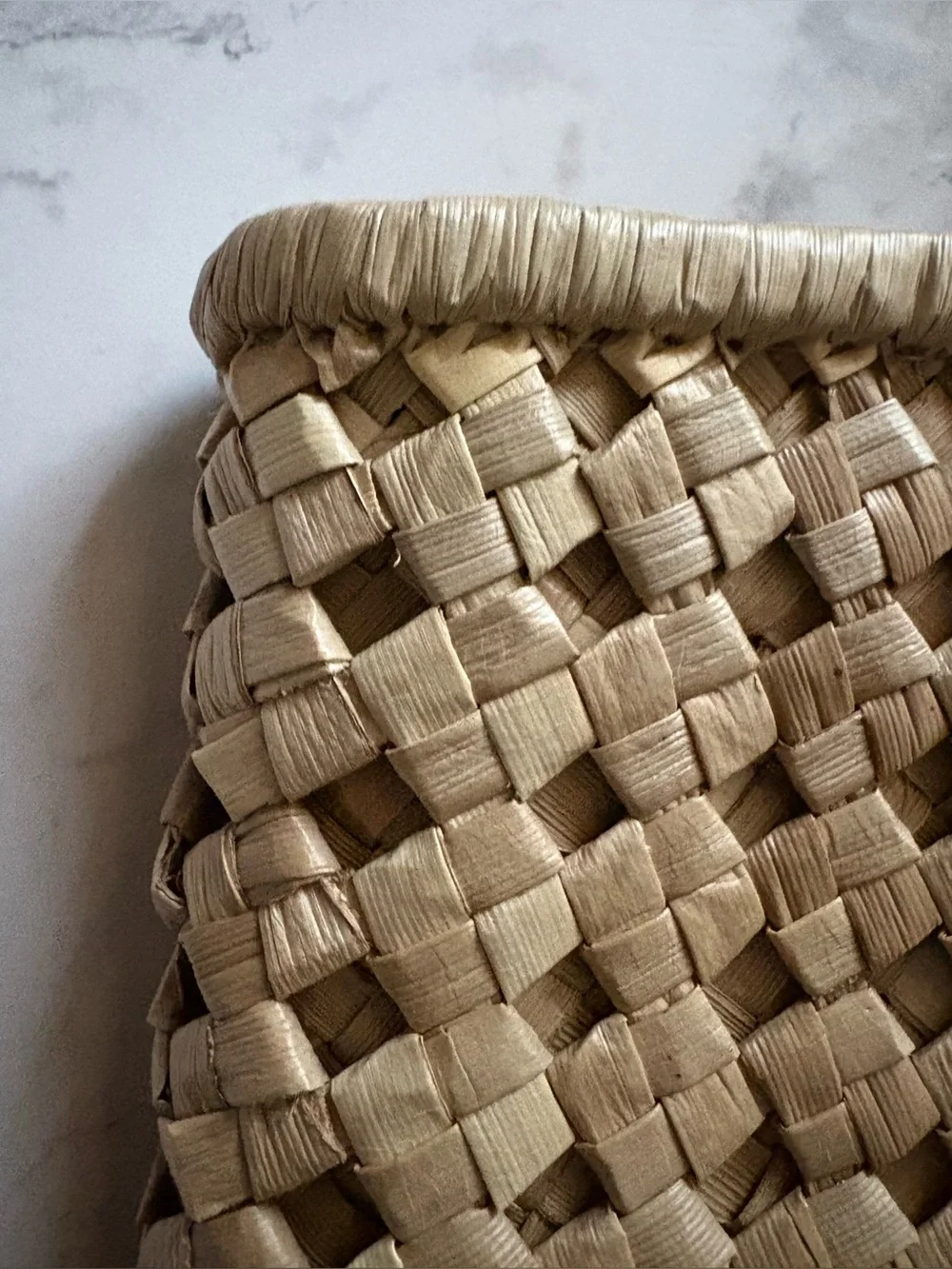 Woven Straw Zip Pouch Set in Natural
